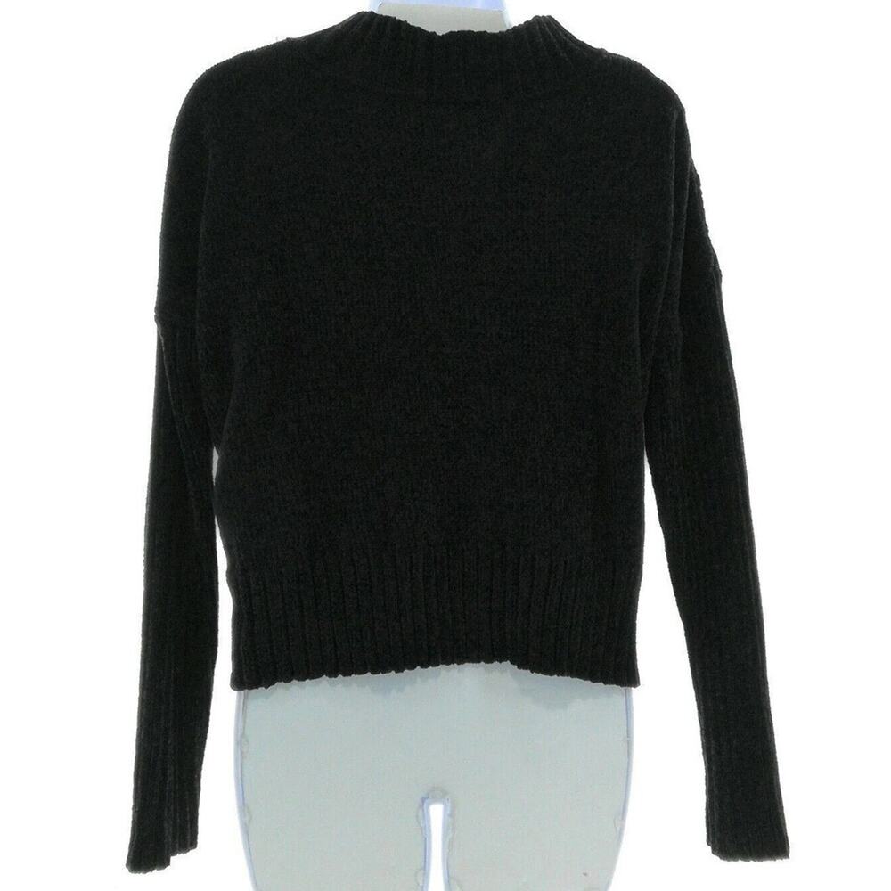 Moral Fiber Black Cable Knit Sweater Womens Large Mock Neck Cozy Pullover - Picture 3 of 4